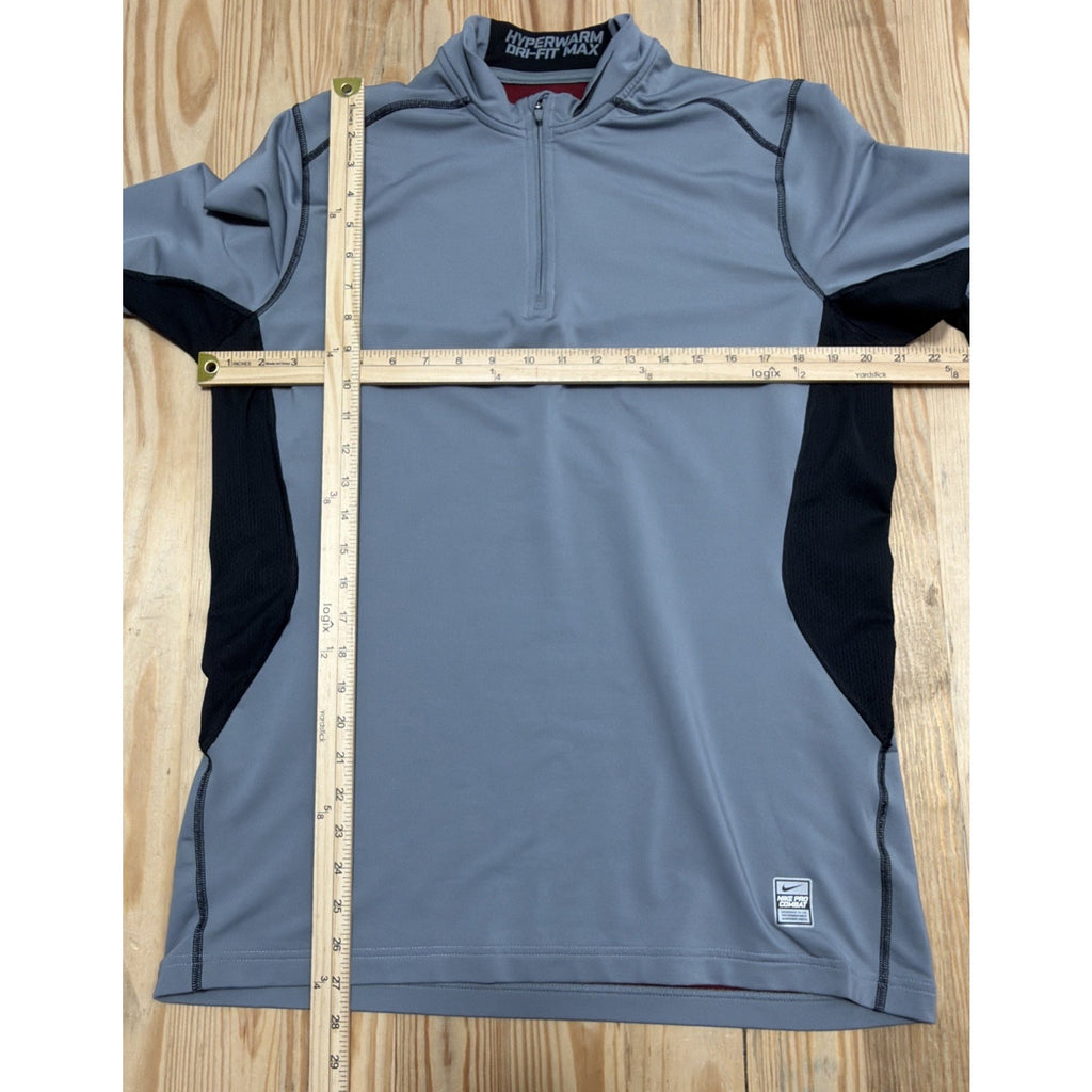 Nike Pro Combat Hyperwarm Dri-Fit Max Mens L 1/4 Zip Pullover Gray 543596-065