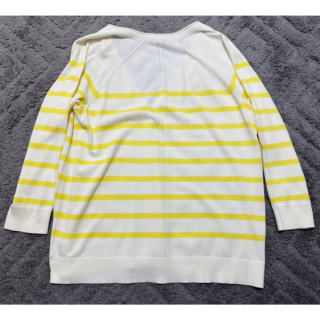 Talbots cardigan sweater womens Plus 2X Striped V-Neck yellow white preppy NWT