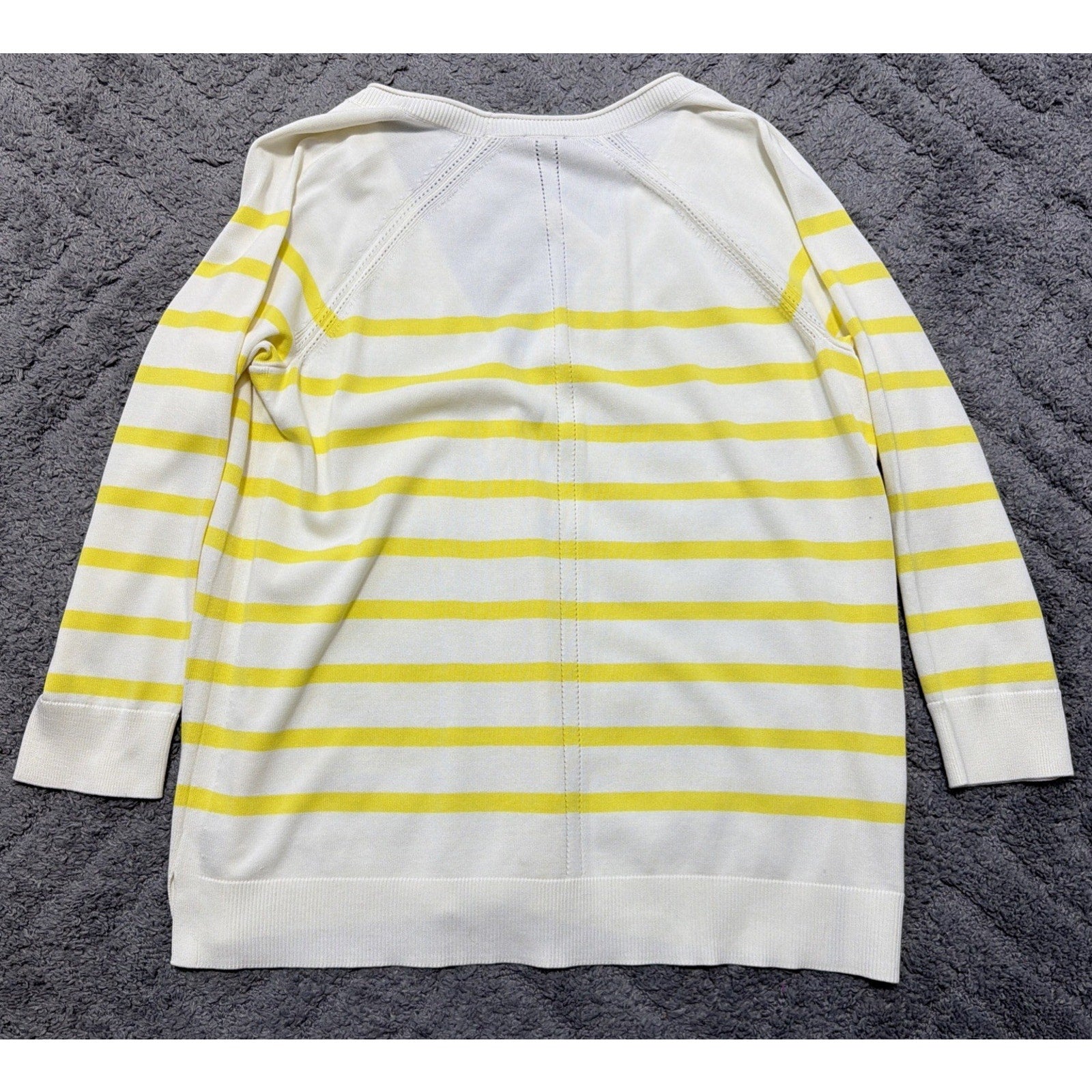 Talbots cardigan sweater womens Plus 2X Striped V-Neck yellow white preppy NWT