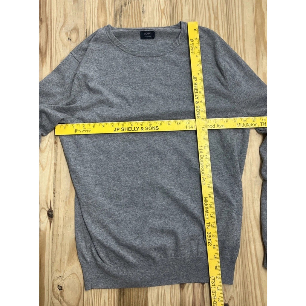 J Crew Sweater Harbor Cotton Merino Wool Blend Size L Large Gray Crew Neck