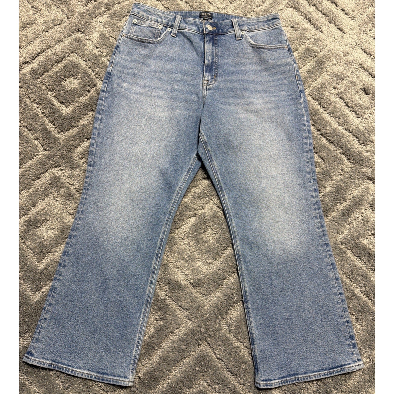 J.Crew Mid Rise Flare Crop All Day Stretch Denim Jeans Blue Sz 31 Womens 32x25.5