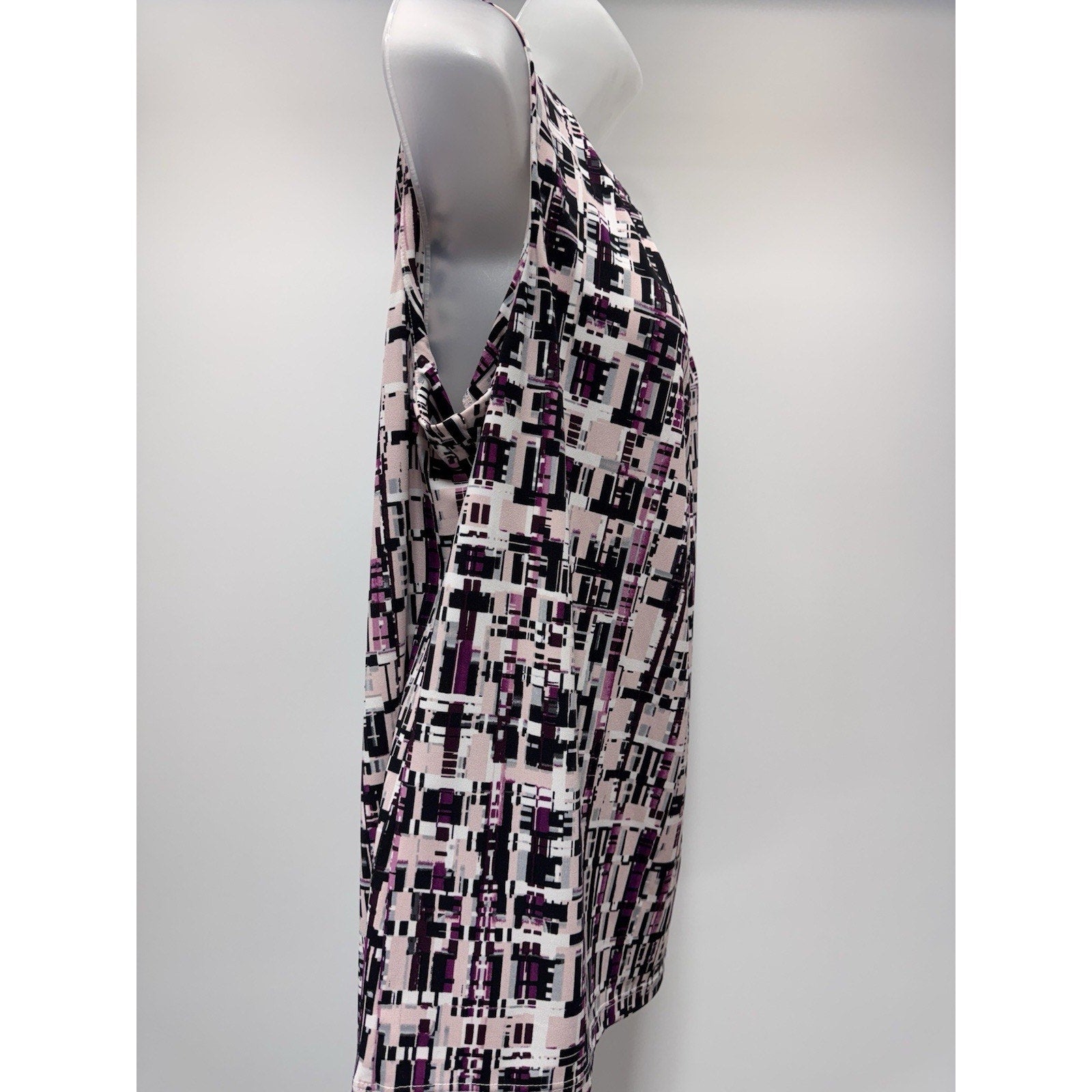CALVIN KLIEN Sleeveless Geometric Print Shell Top Career Blouse Purple Size 1X