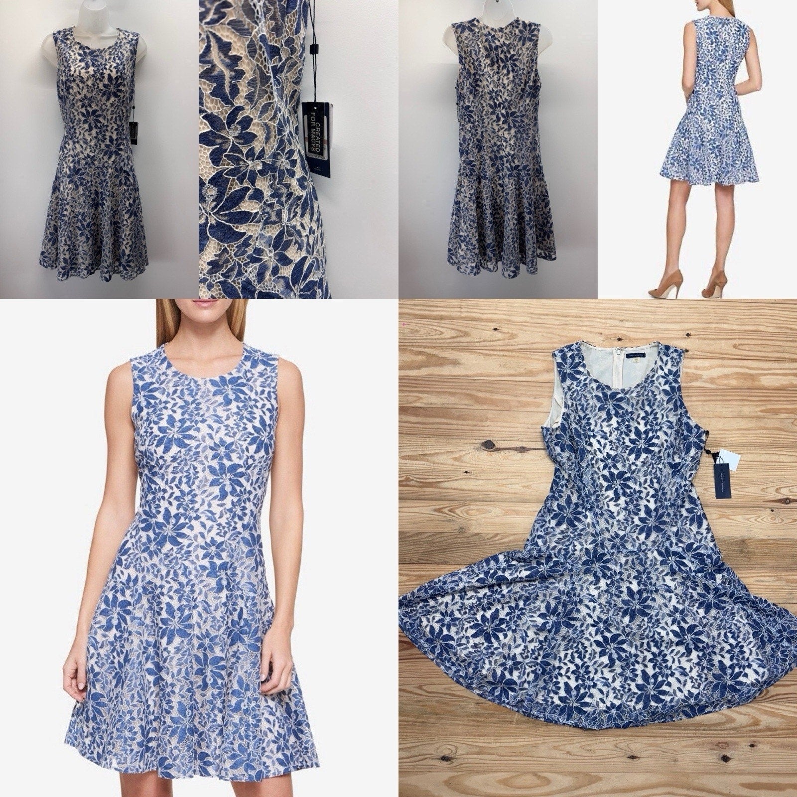 Tommy Hilfiger Blue Lace Fit and Flare Dress Women’s Size 12 New With Tags