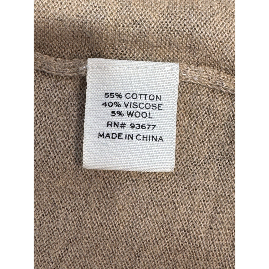 Stylus Tan Cotton Wool Blend Cardigan Sweater Open Front Women’s Size Medium