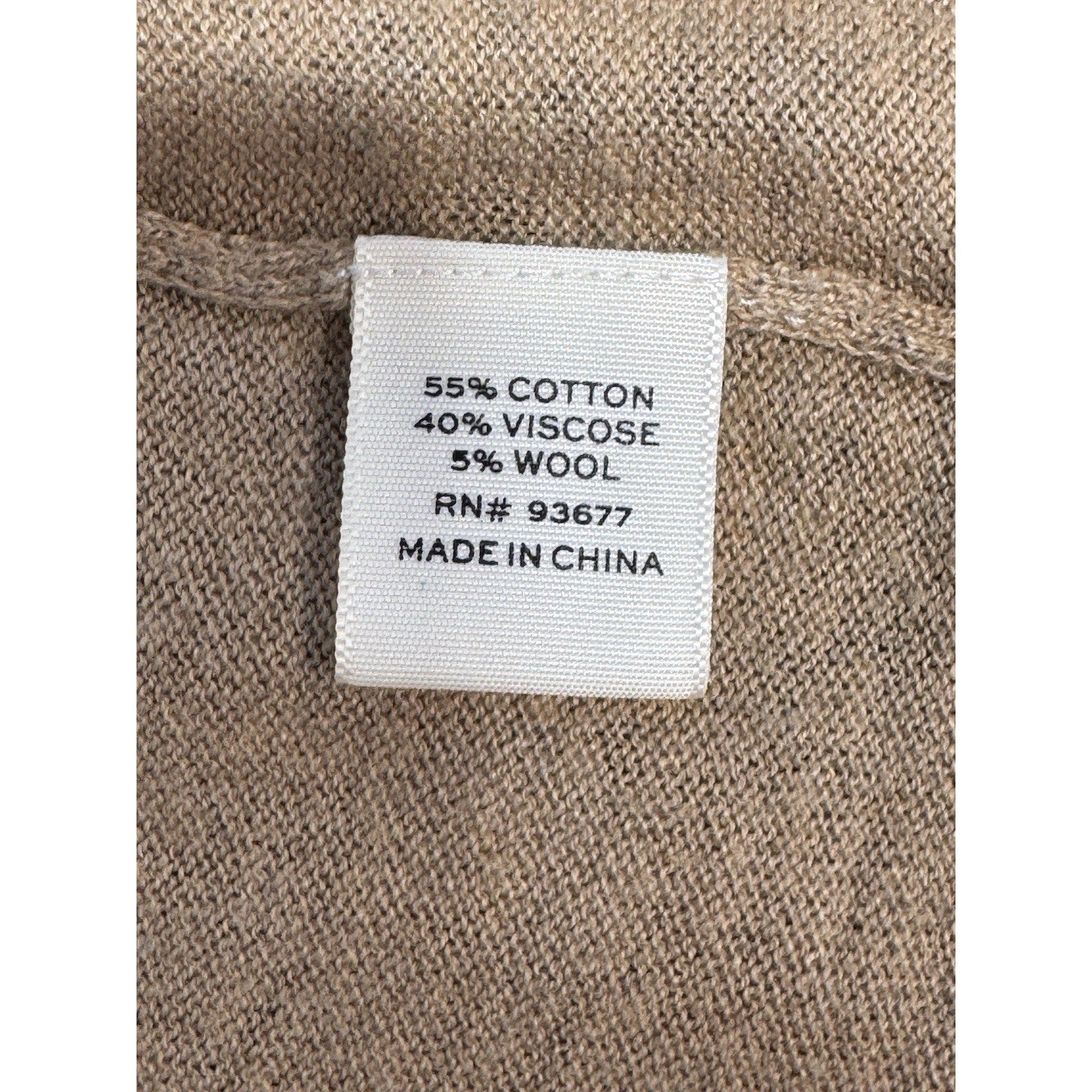 Stylus Tan Cotton Wool Blend Cardigan Sweater Open Front Women’s Size Medium