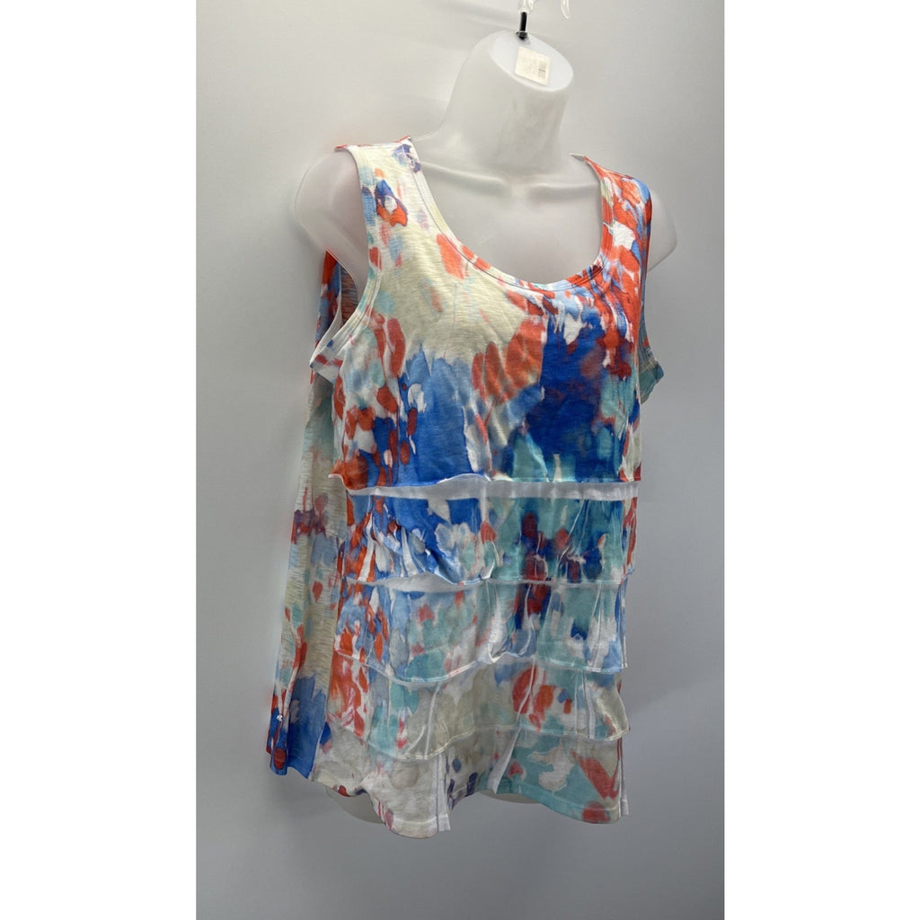 Coldwater Creek Tank Top Womens Size L Tiered Sleeveless Multicolor Base Layer