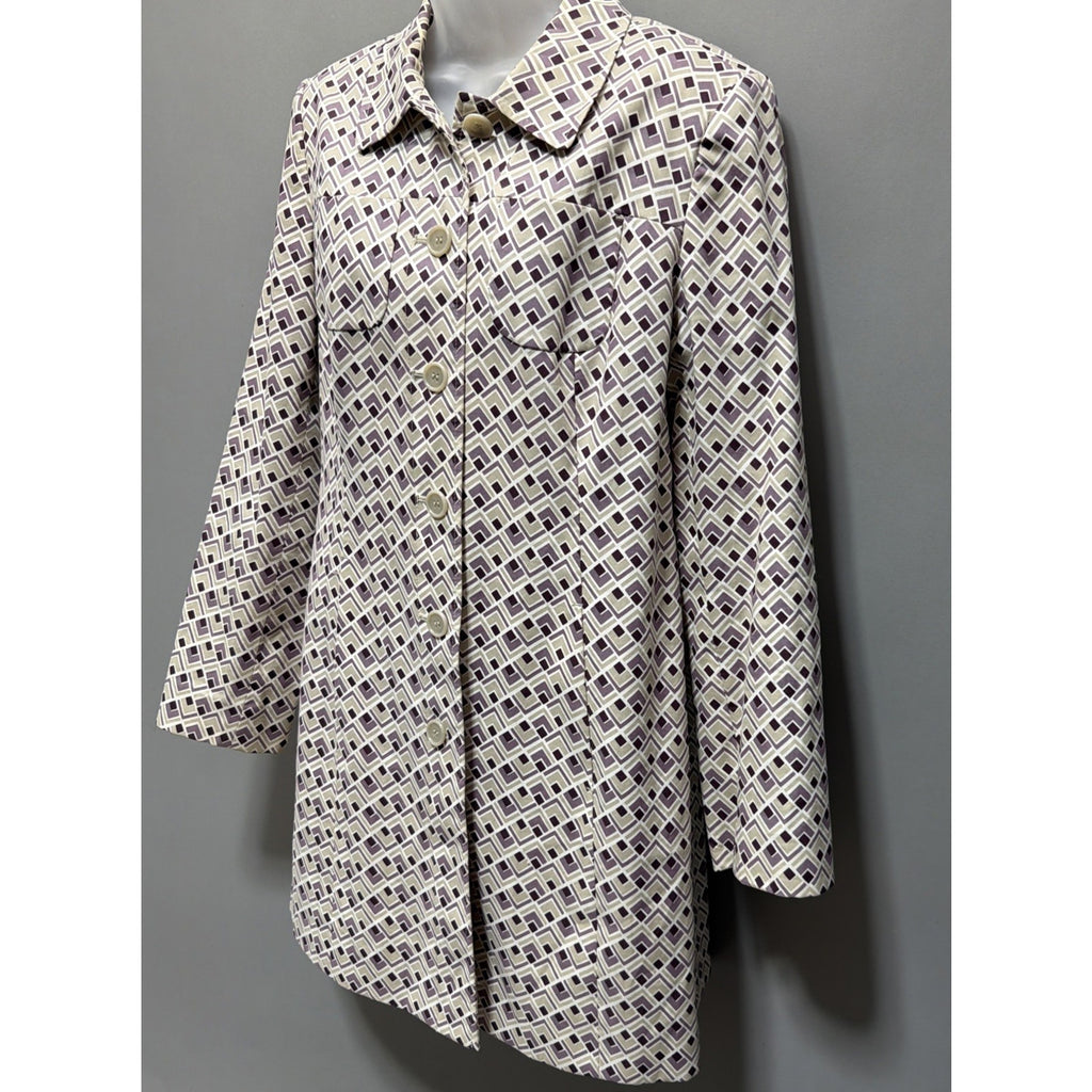 Ann Taylor Loft Women's Multicolor Geometric Pattern L/S Career Coat Medium