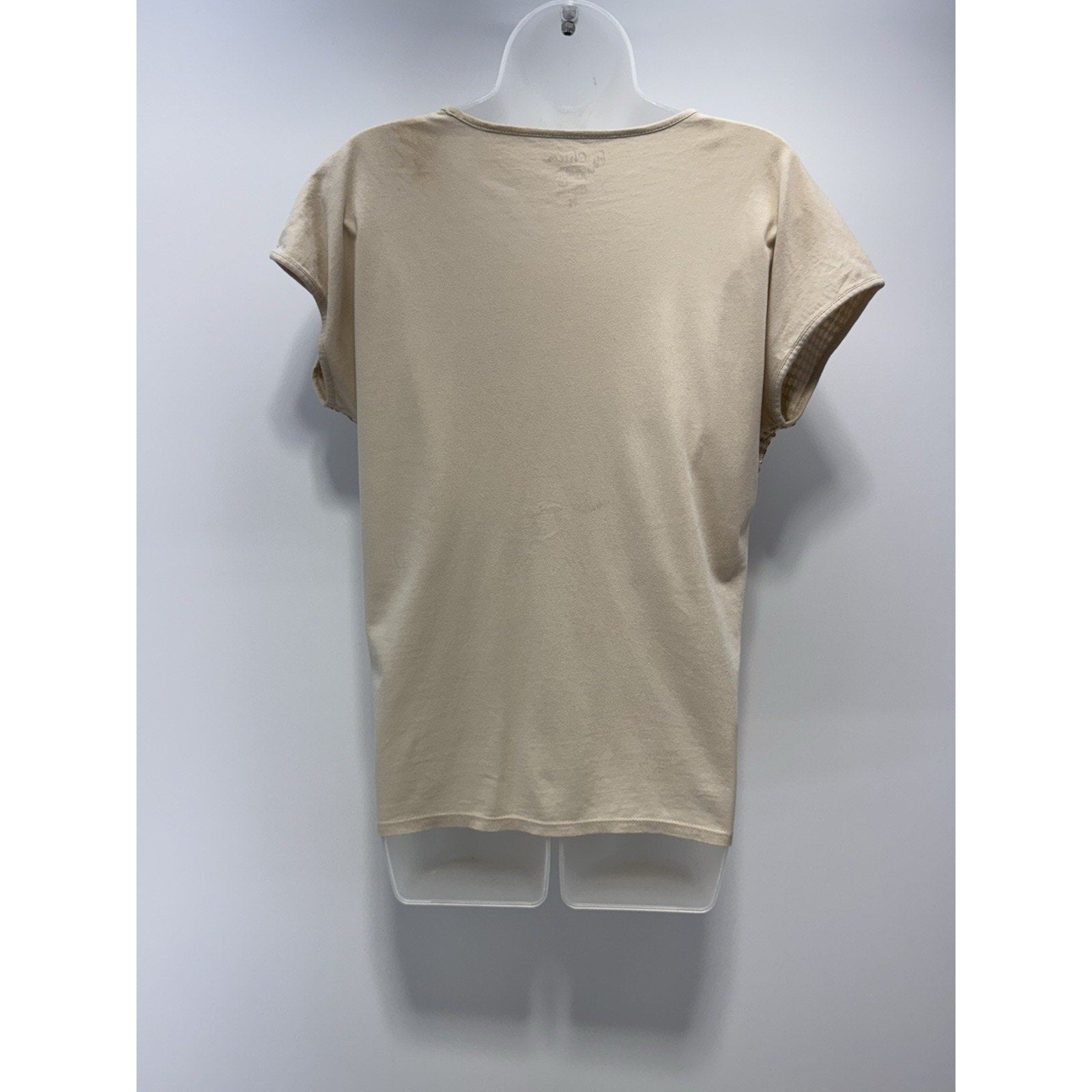 Chico's Top Beige Sequined Cap Sleeve Stretch Knit Top Pullover Women’s 1/M