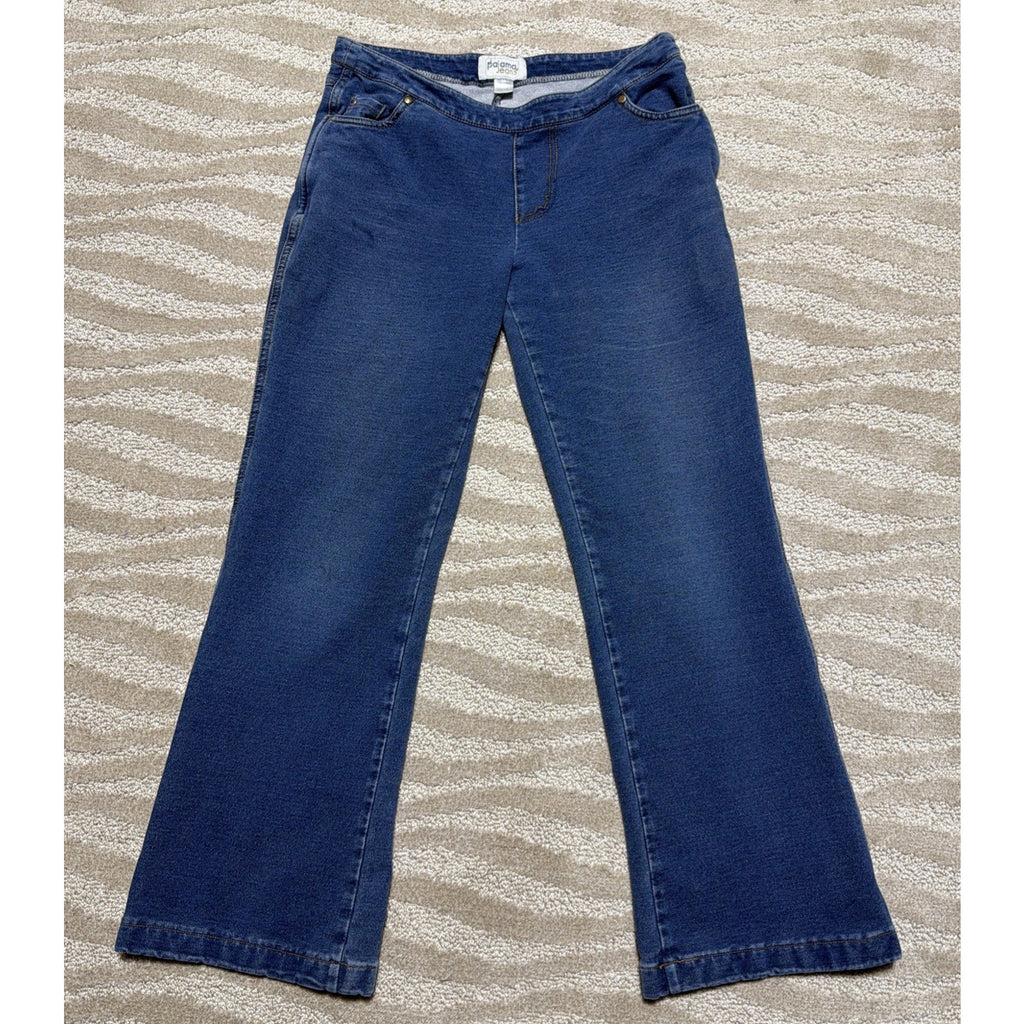 PAJAMA JEANS WOMEN'S PULL-ON BOOT LEG BLUE JEANS STRETCHY 30x27