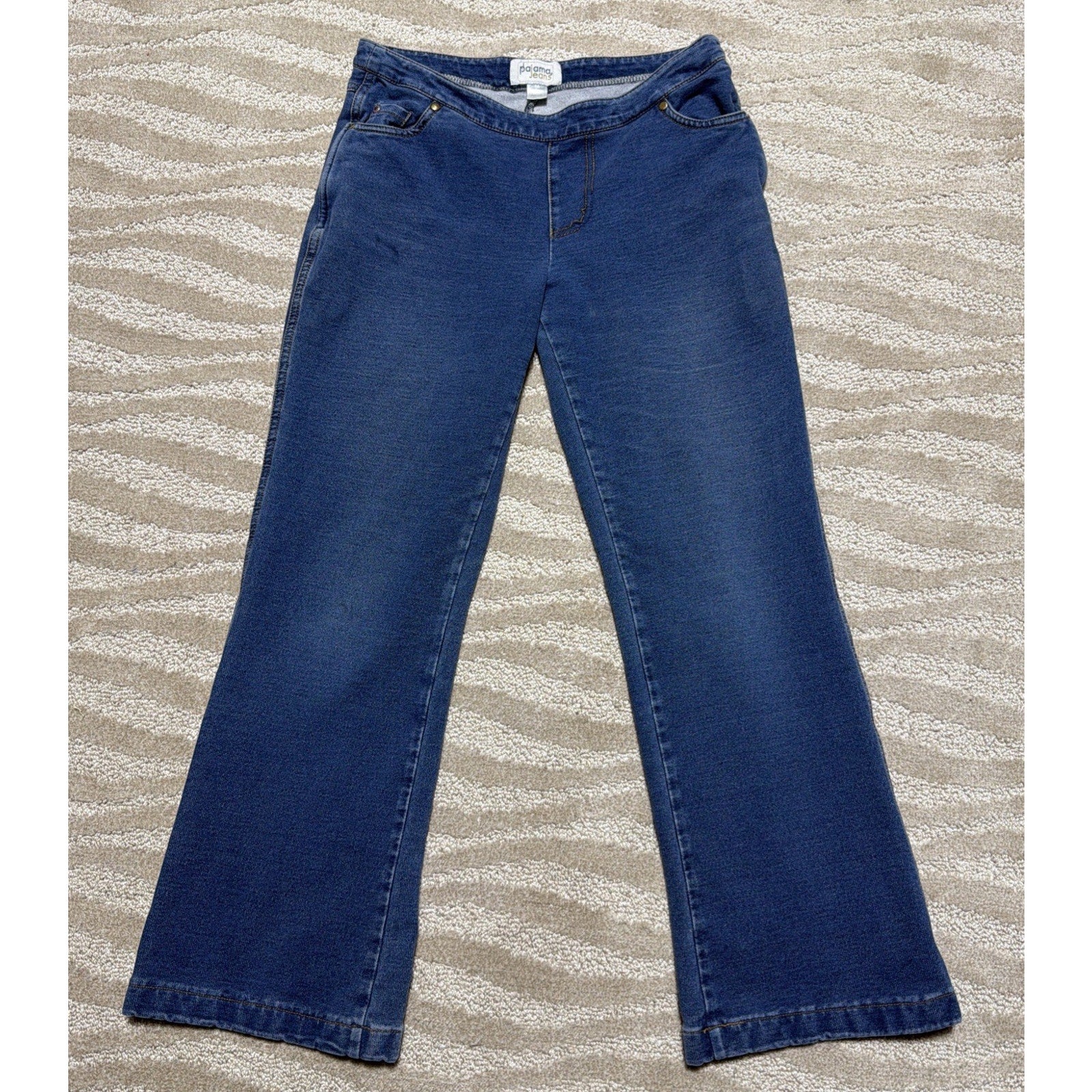 PAJAMA JEANS WOMEN'S PULL-ON BOOT LEG BLUE JEANS STRETCHY 30x27