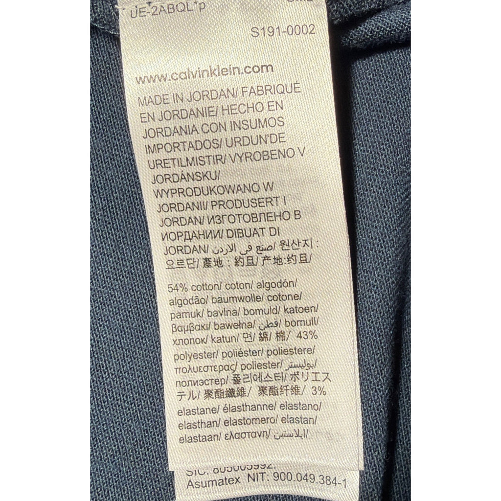Calvin Klein 1/4 Zip Tech Polo Mens XL Blue Solid Polo Shirt Short Sleeve Logo