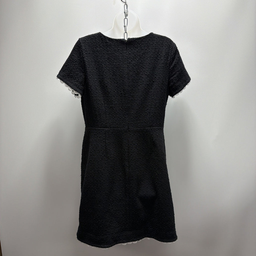 Talbots Black and White Elegant Lace Trim Lined Short Sleeve Sheath Dress Sz 10