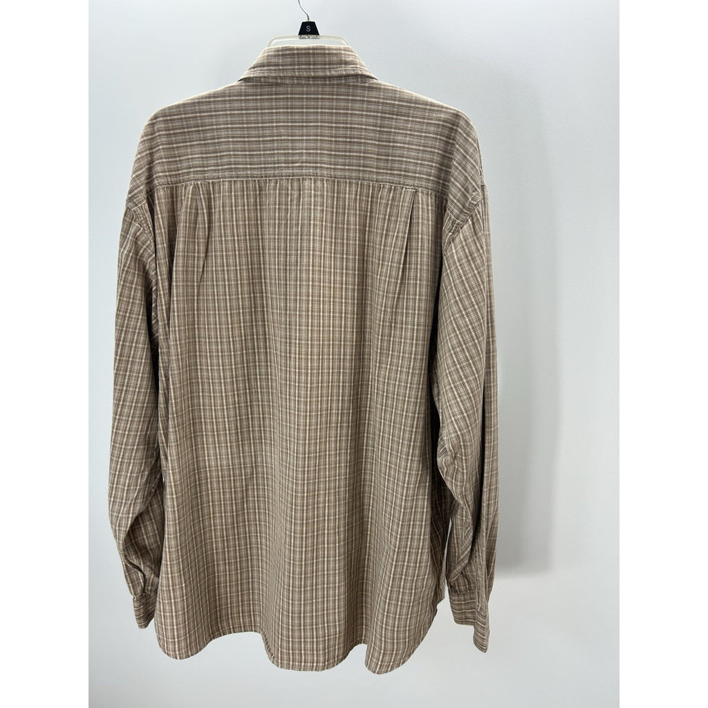 USF Mens XXL 100% Cotton Plaid Button Short Sleeve Shirt Vertical MFG