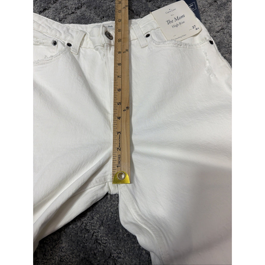 Abercrombie & Fitch High Rise Mom Jean Size 27 4R White Distressed
