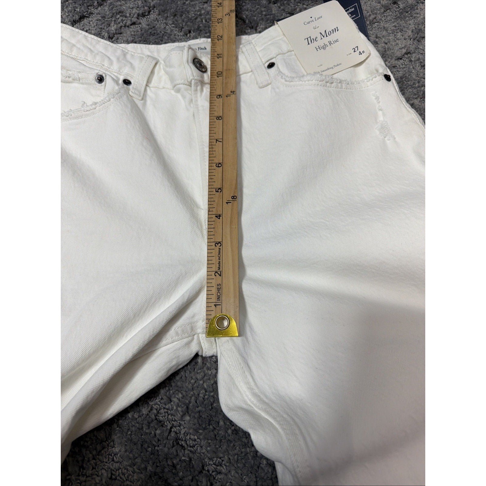 Abercrombie & Fitch High Rise Mom Jean Size 27 4R White Distressed