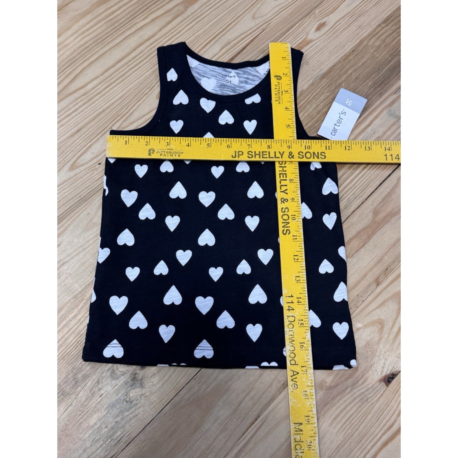 Carter's Black With White Hearts Tank Top Toddler Girls Size Small 5T NWT