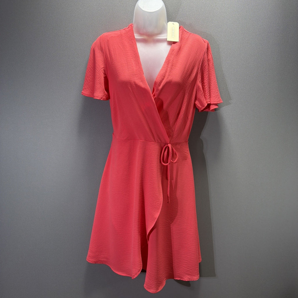 Monteau Los Angeles Women’s Coral Wrap Dress V-Neck, M NWT