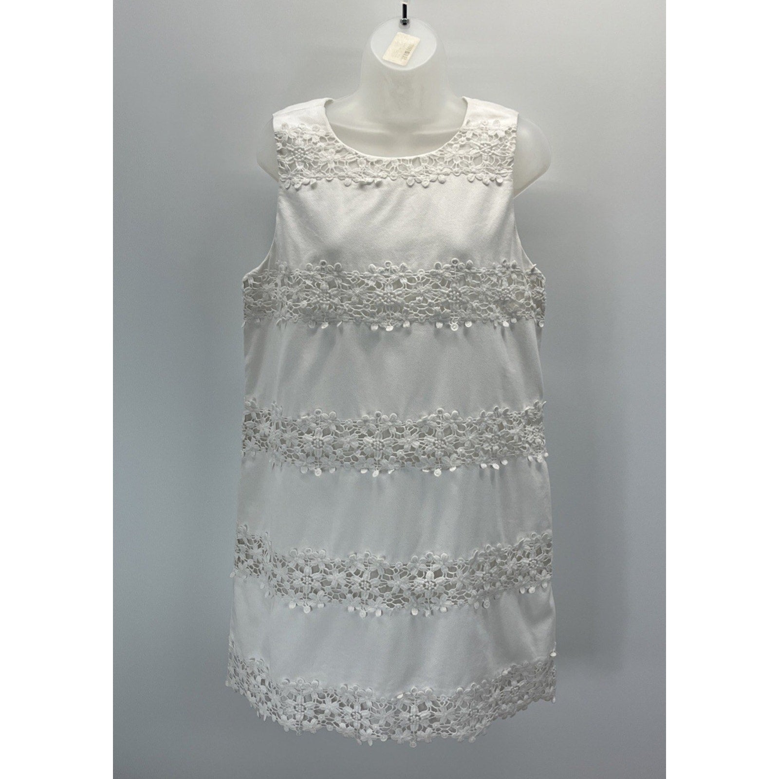 J. Crew Women’s White Embroid Lace Lined Dress Chiffon Trims Size 12
