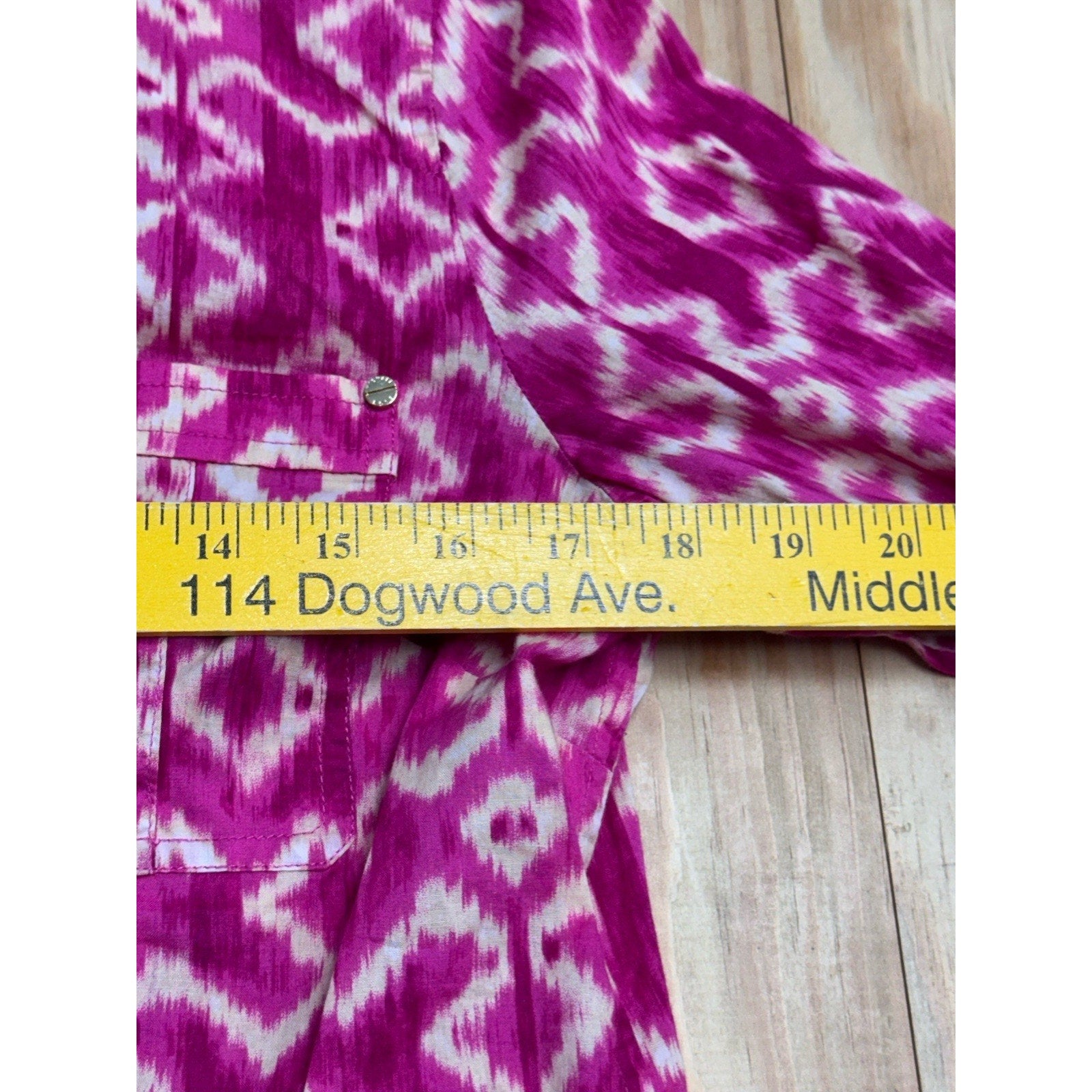 Michael Kors Women’s Top Pink Printed Long Sleeve Button Down Shirt Sz Medium