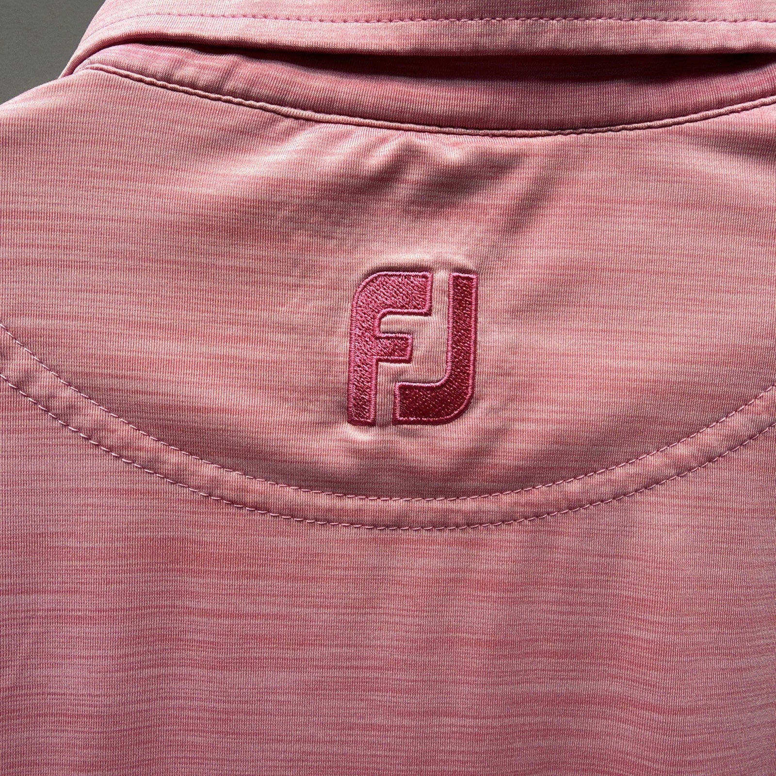 Footjoy FJ Performance Golf Polo Shirt Pink White Stripe Men’s Size L Flaw