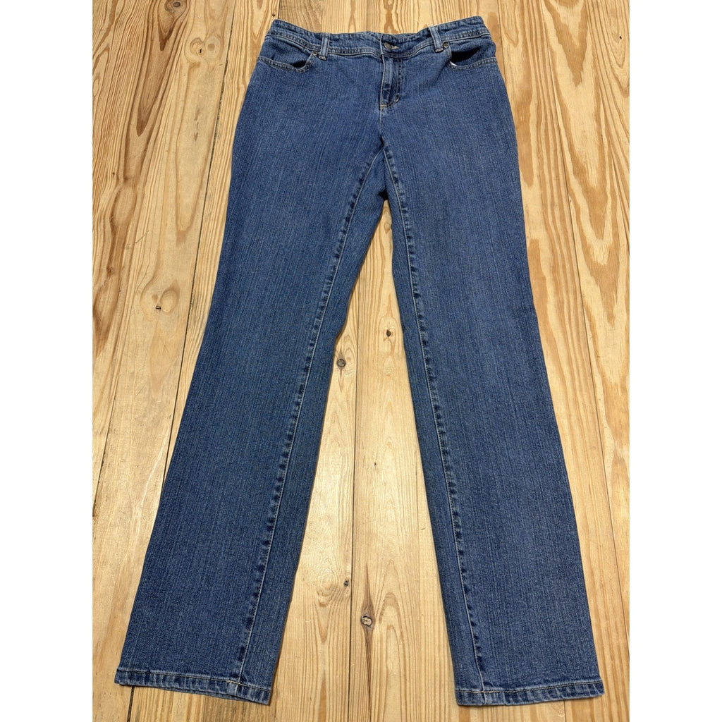 Chico's Additions Jeans Womens Mid Rise Straight Embellished Pocket 29x32