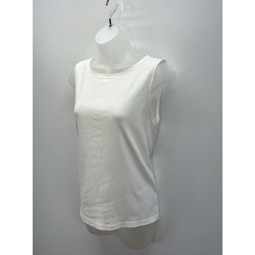 Karen Scott Women's White Sleeveless Ribbed Tank Top Size PL