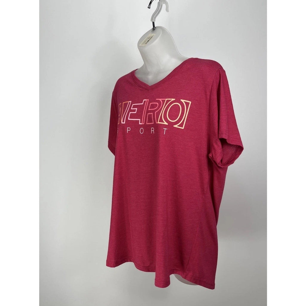 Aeropostale Sport Pink Short Sleeve V Neck T-Shirt Women's Size 1X NEW