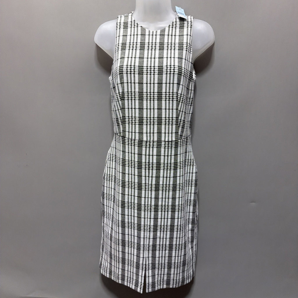 Ann Taylor Loft Plaid Black And White Lined Sheath Dress Size 4 Petite Zip NWT
