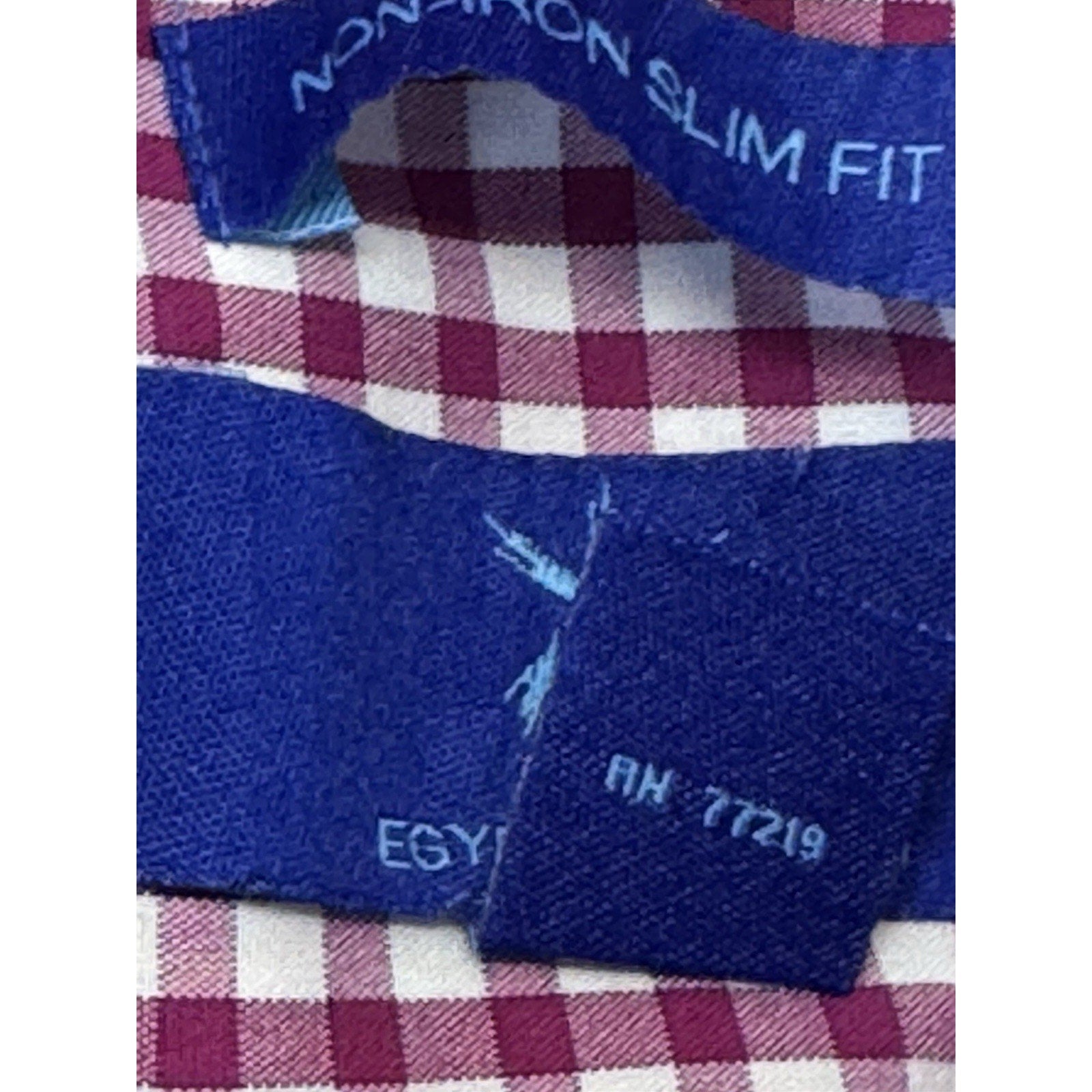 Egara Men Size 16 1/2-34/35 Check Non- Iron Slim Fit Cuffs Long Sleeve Shirt