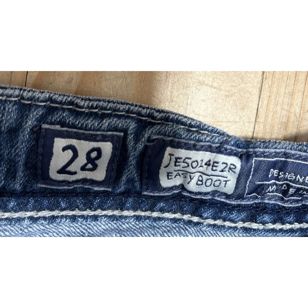 Y2K Miss Me Signature Easy Boot Bootcut Jeans Embellished Flap Pockets 28x29