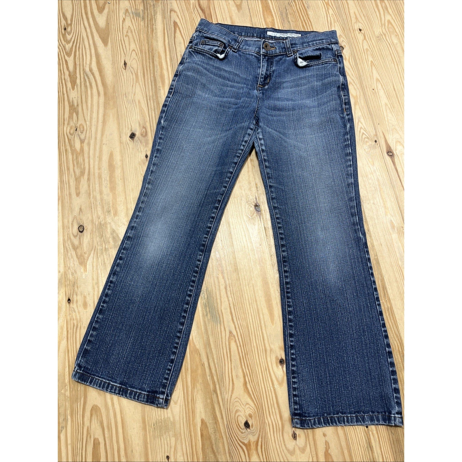 DKNY Pants Women 8 P Blue Denim Jeans Flared Soho Low Rise Cotton Blend 30x28