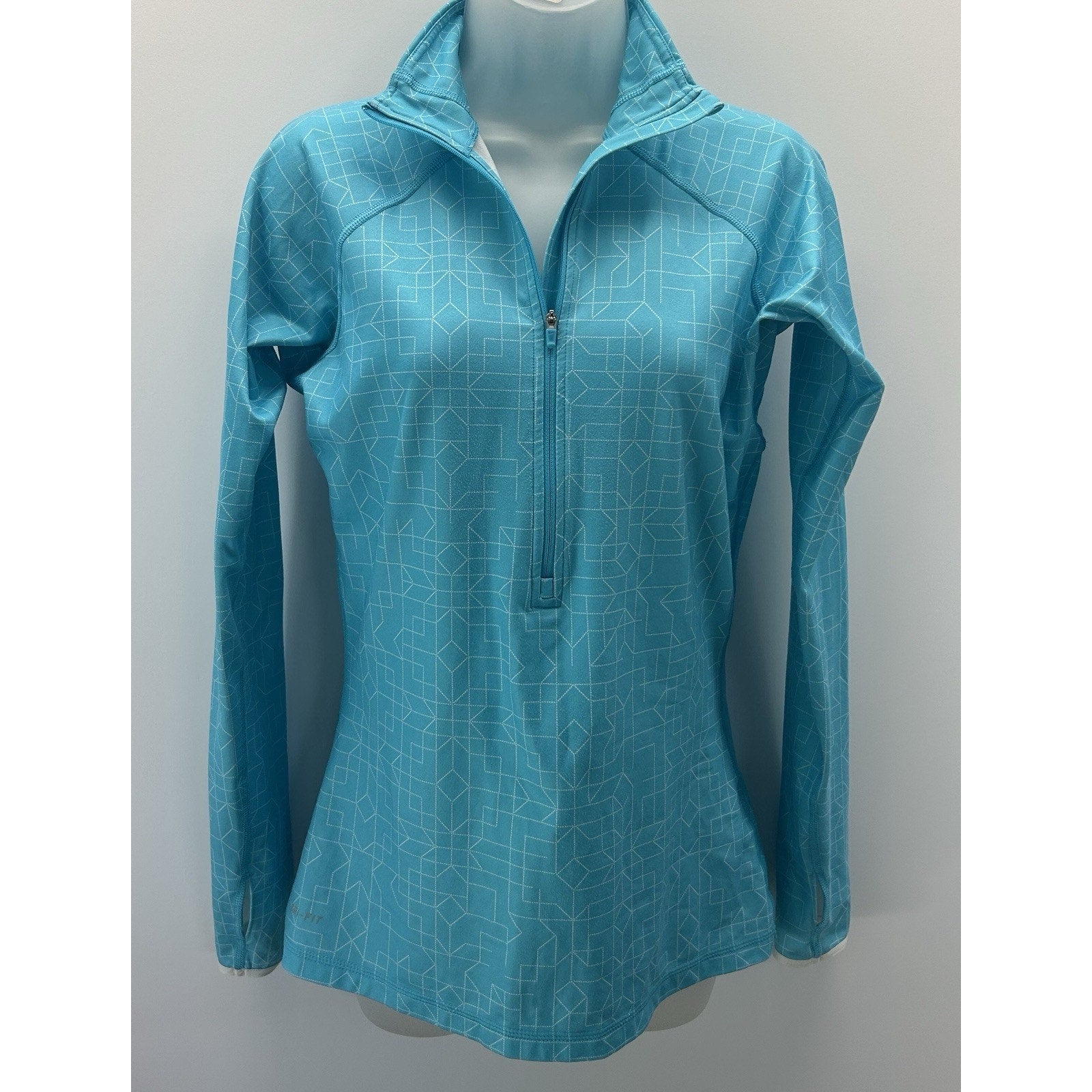 Nike Pro Dri-Fit 1/2 Zip Pullover Running Shirt Women’s Size Medium Geometric.