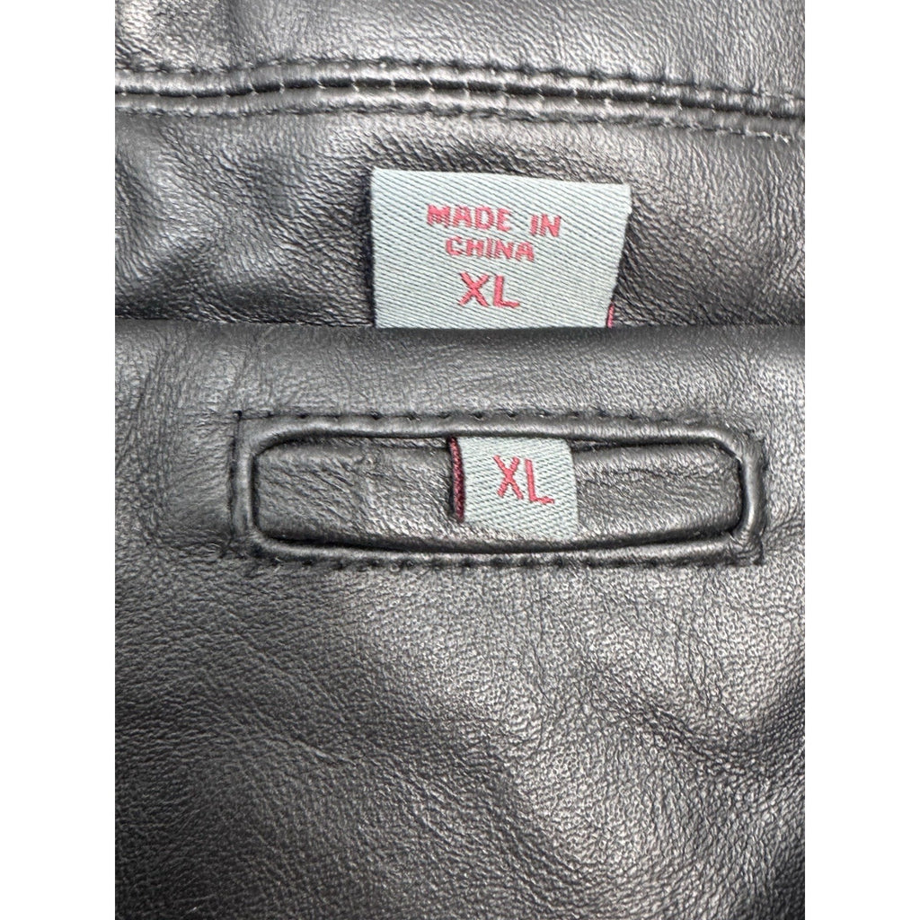 Excelled Black Leather Bomber Jacket Lamb Men’s Size X-Large 0287RM New