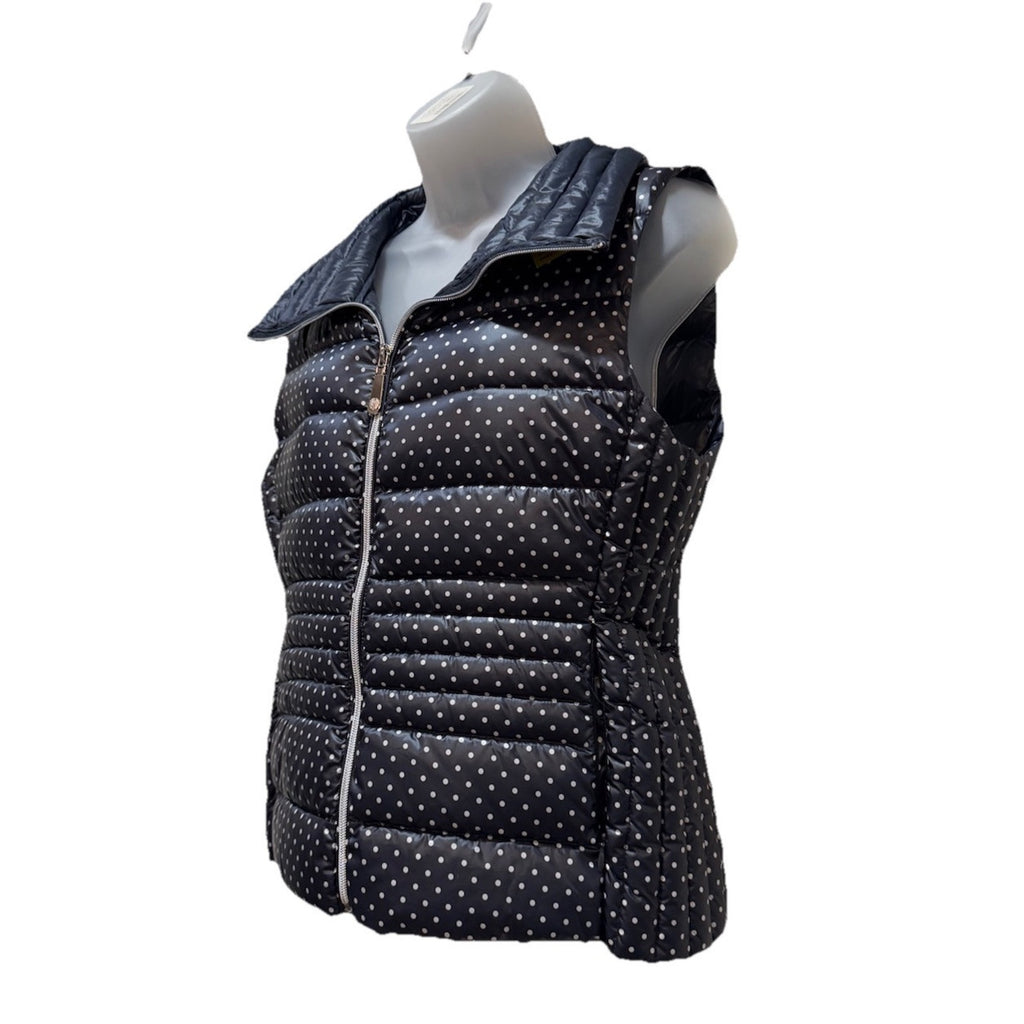 Vince Camuto Polka Navy Blue Women's Zip Up Quilted Casual Vest M/M