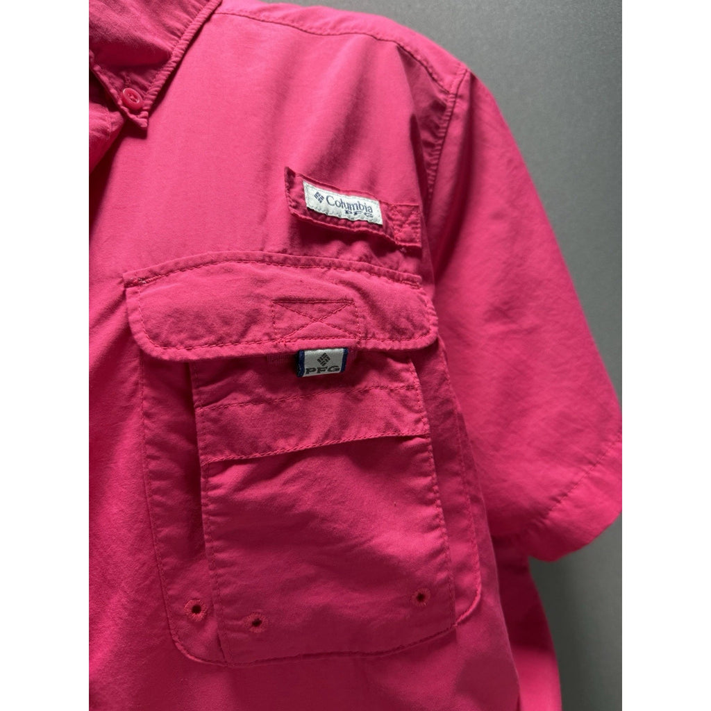 Columbia PFG Bahama Women’s XL Pink Vented Fishing Shirt Short Sleeve Button Up