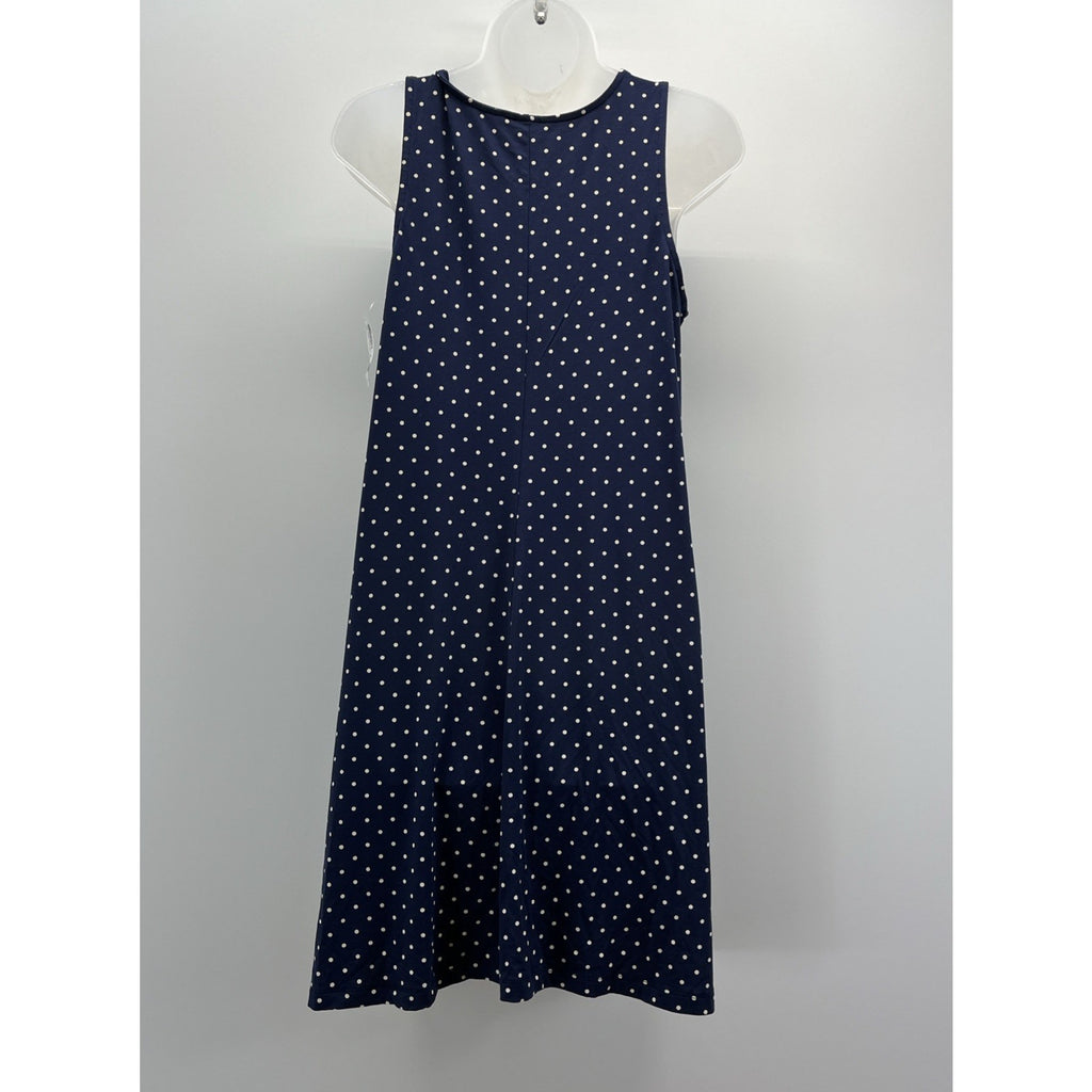 NWT Old Navy Polka Dots Navy Blue Shift Mini Dress Women M Crew Neck Sleeveless