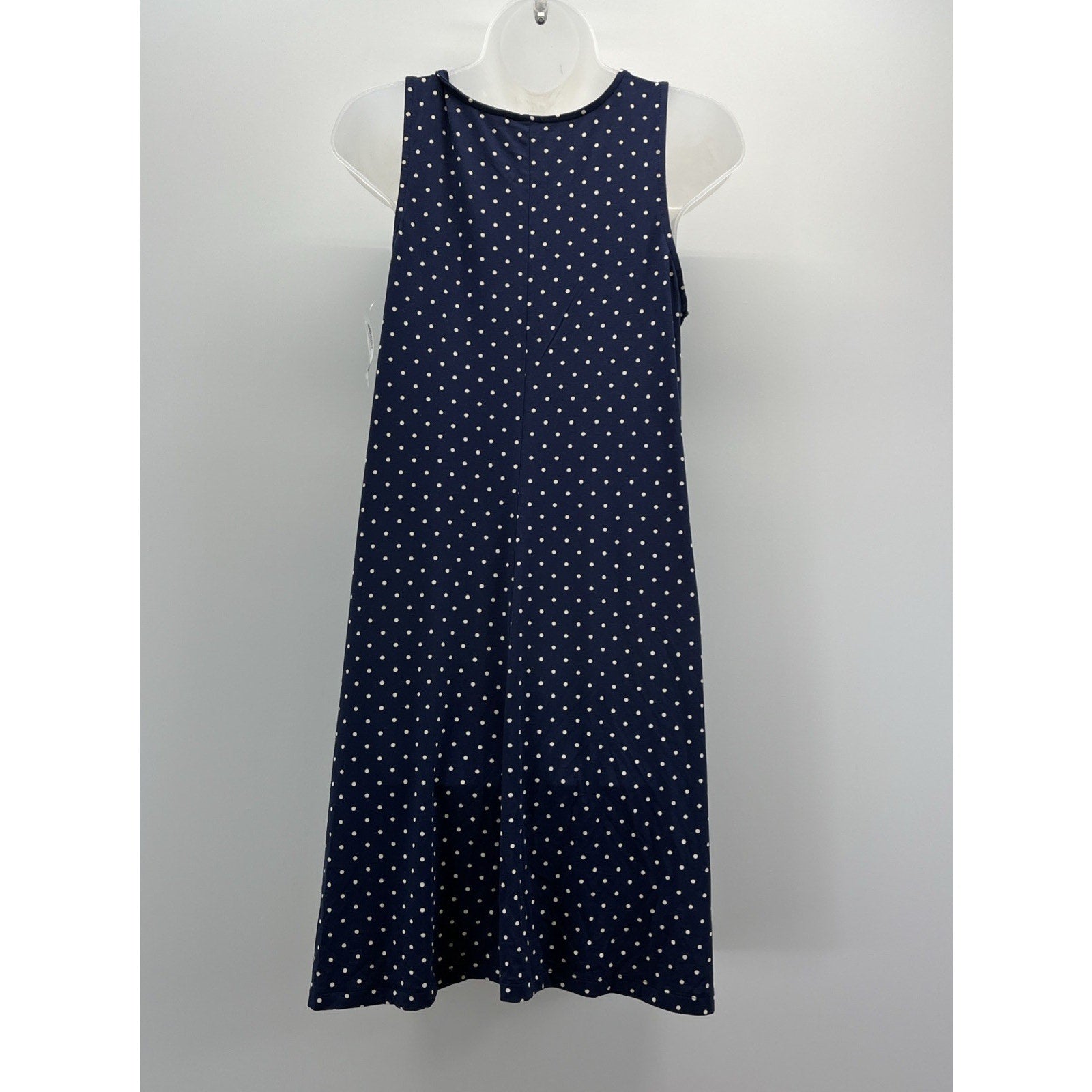 NWT Old Navy Polka Dots Navy Blue Shift Mini Dress Women M Crew Neck Sleeveless