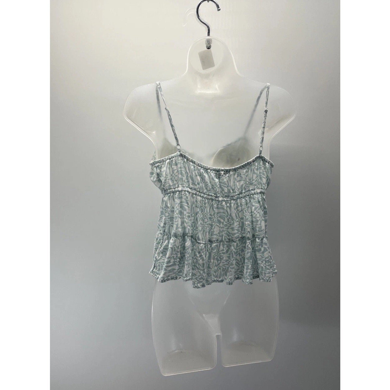 American Eagle Blue And White Smocked Tie Front Camisole Size Small