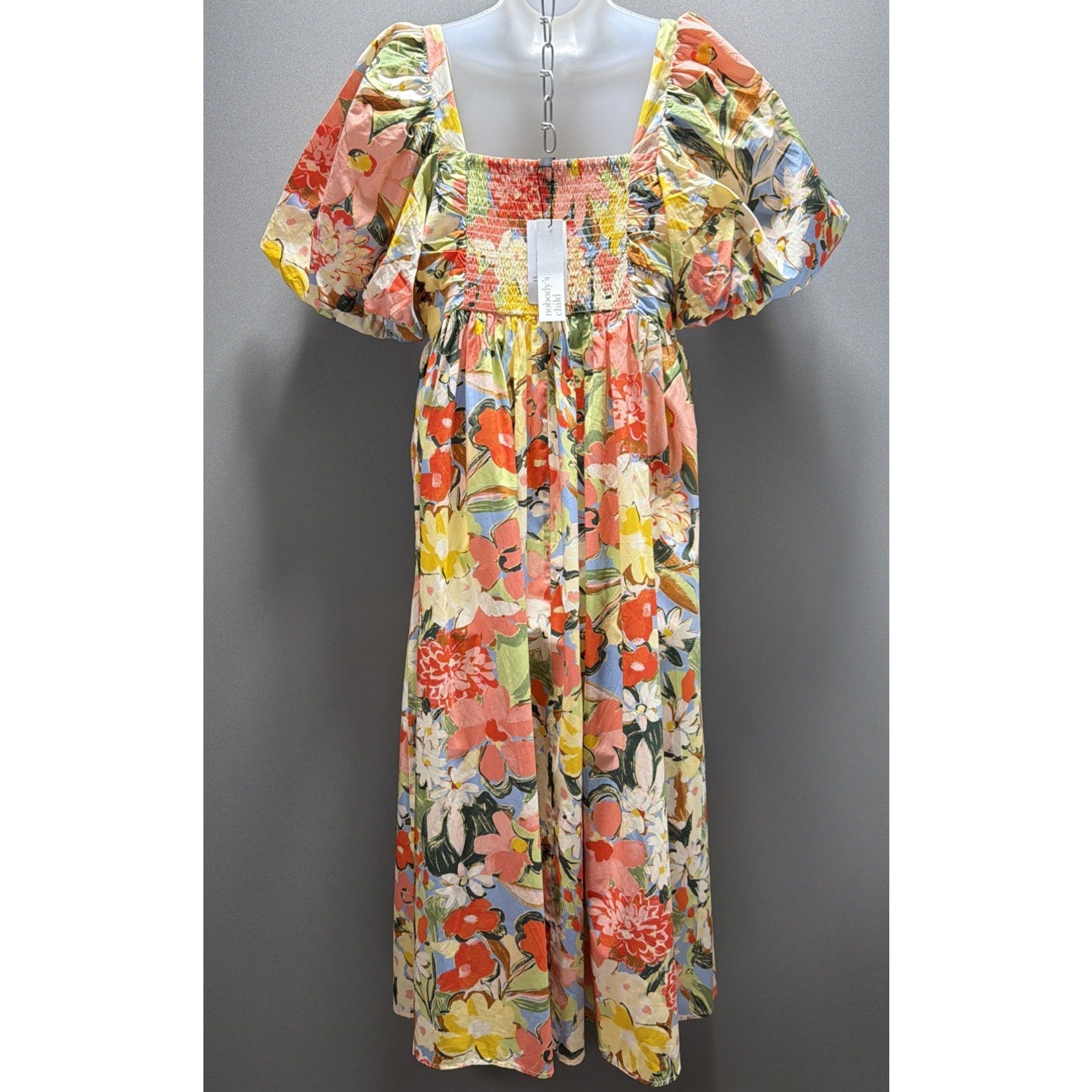 Nobody's Child Nova Mykonos Bloom Midi Dress NWT Size 10 New Organic Cotton