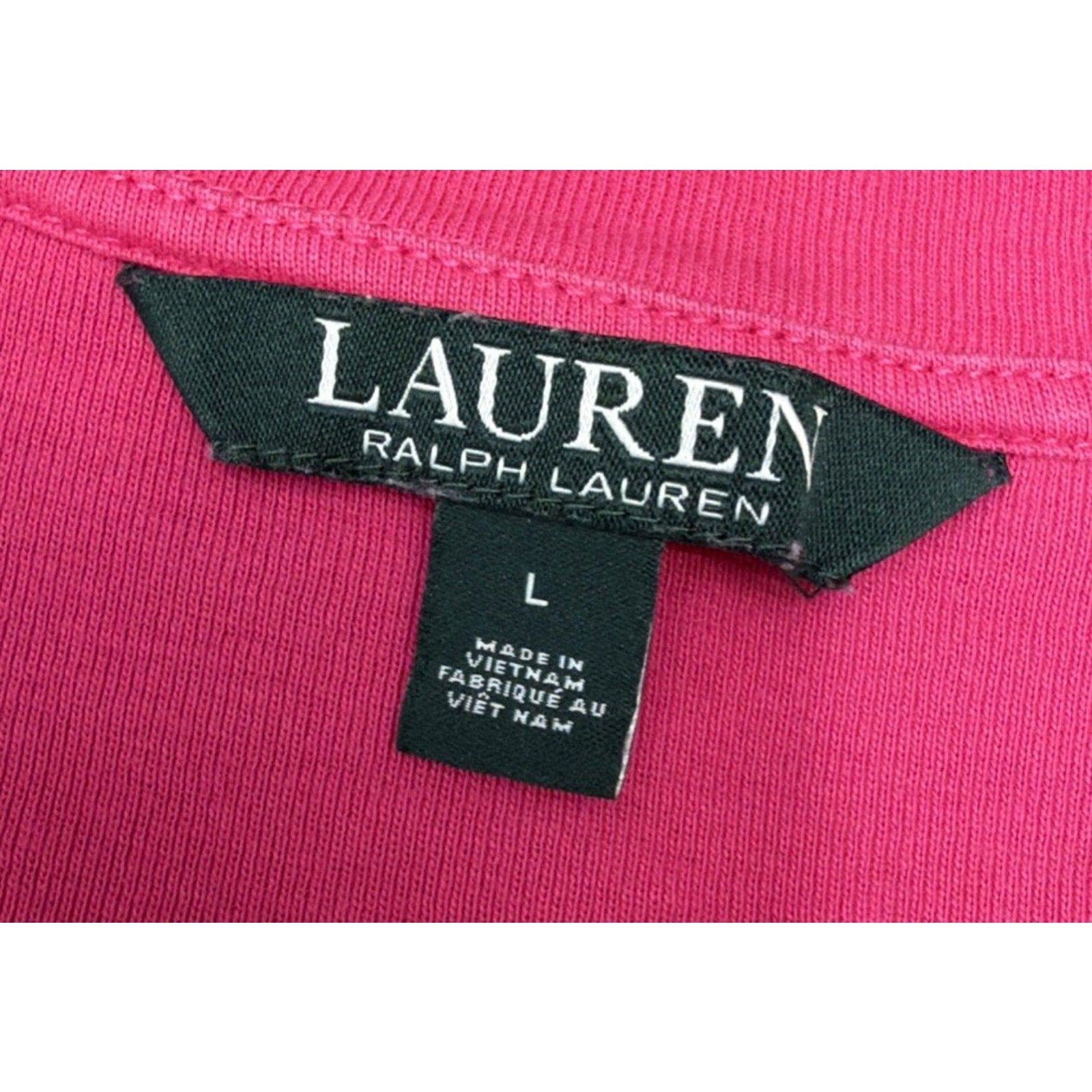 Lauren Ralph Lauren Women's L Fuscia Scoop Neck T Shirt Plain Tee Short Sleeve