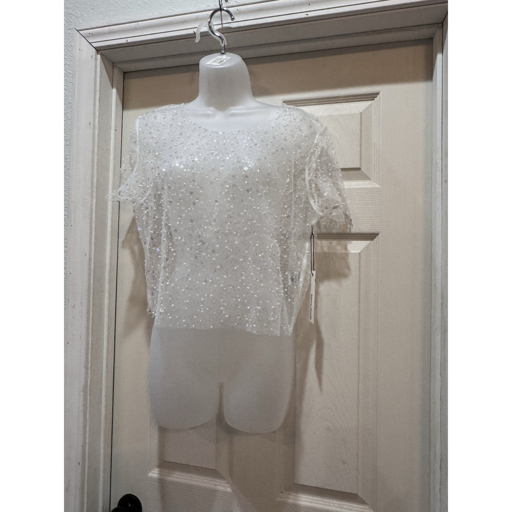 Haute Monde Young Contemporary Pearl Mesh Top Size Large