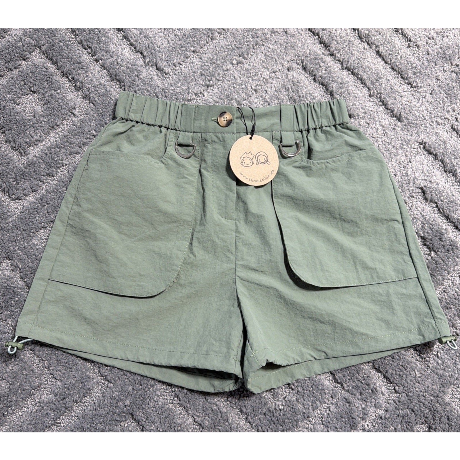 AARON & Amber Women's Green High Waisted Nylon Shorts Small Casual Outdoor New
