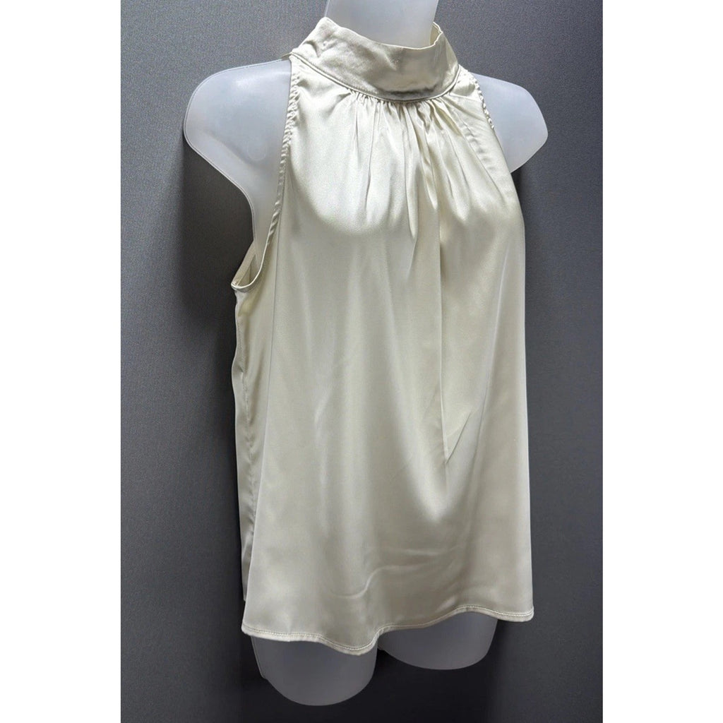 NEW Milumia Elegant Keyhole Sleeveless Satin Halter Tank Blouse Size Small