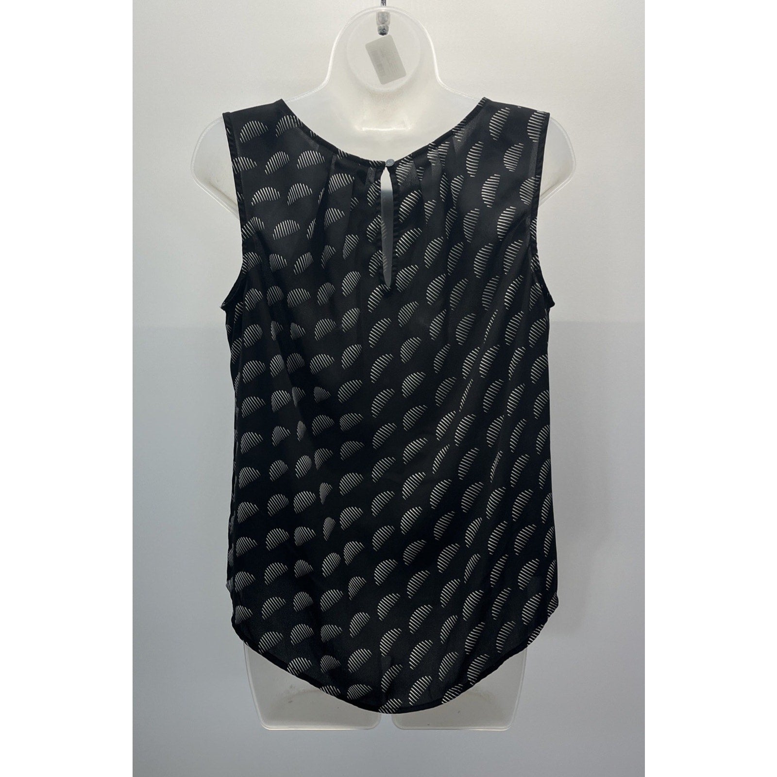 Worthington Pleated Boat Neck Tank Size L Black White Geo