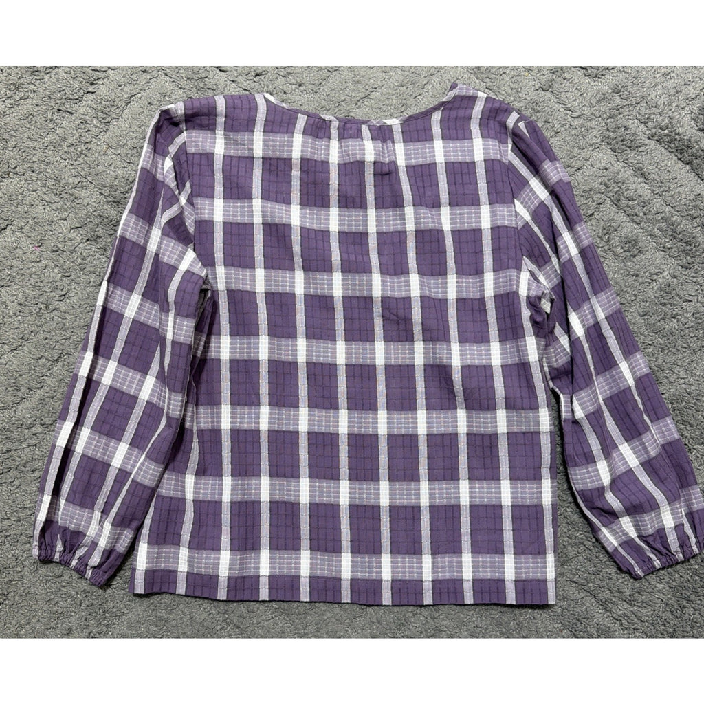 Christopher & Banks Plaid Long Sleeve V Cut Blouse Women's XL Petite NWT
