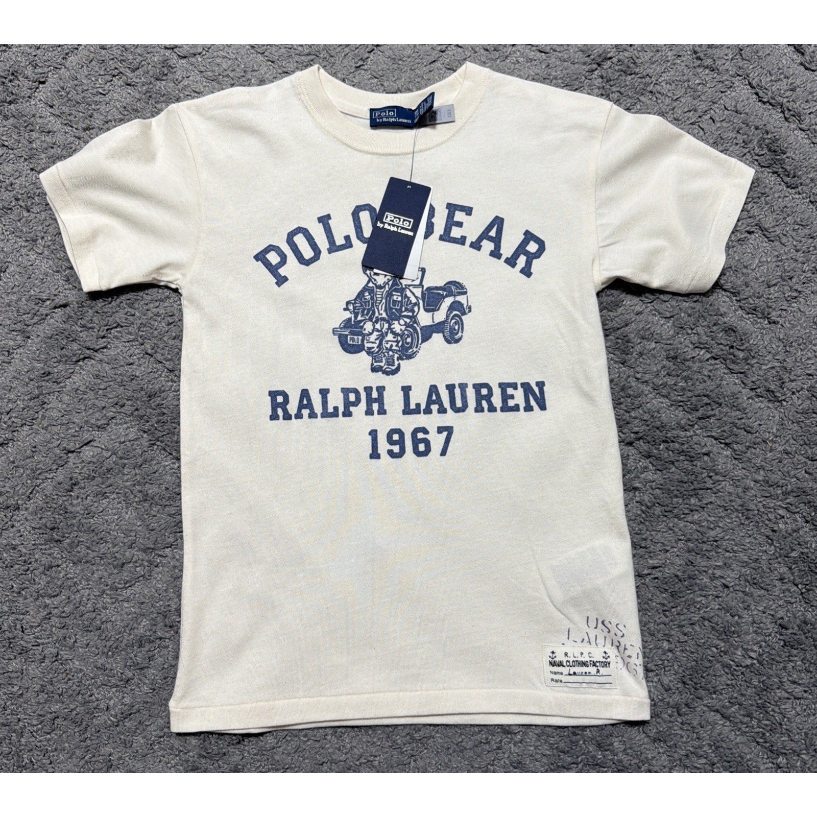Polo Ralph Lauren Men's White Ivory Polo Bear Graphic Crew-Neck T-Shirt XXS New