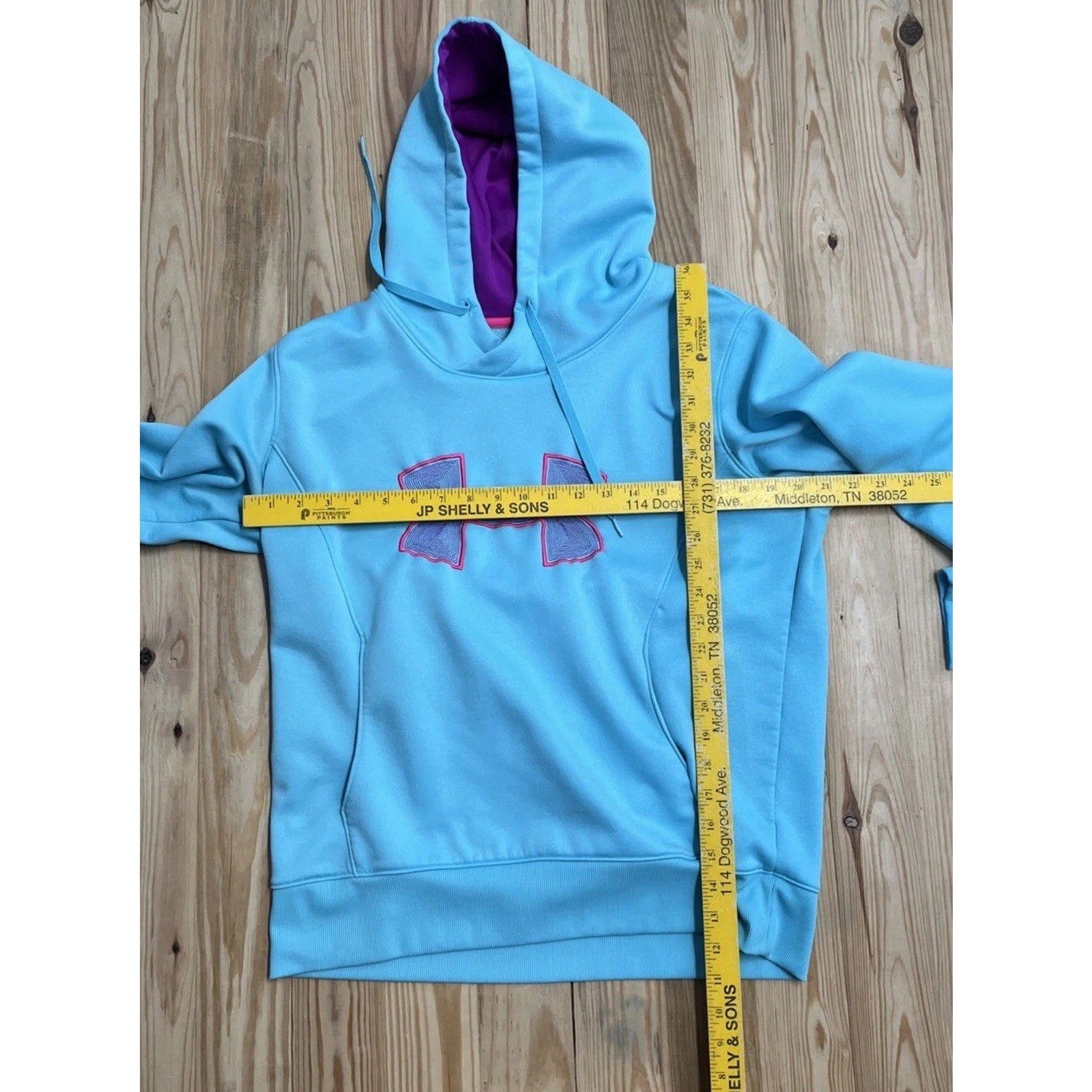Under Armour Storm Hoodie Womens Large Blue Semi Fitted Cold Gear Pullover