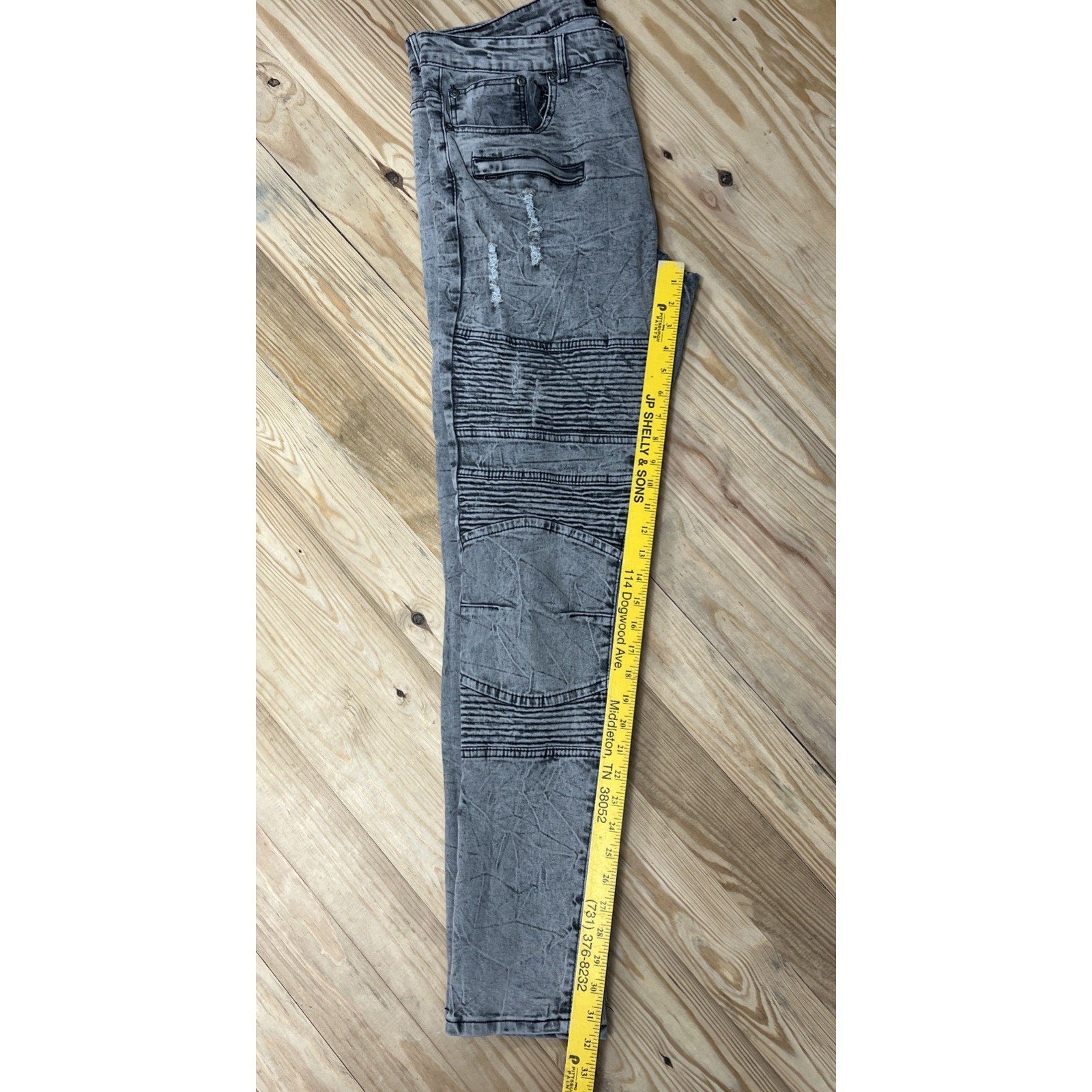 M. Society Politically Incorrect Gray Moto Zip Skinny Jeans 38x32
