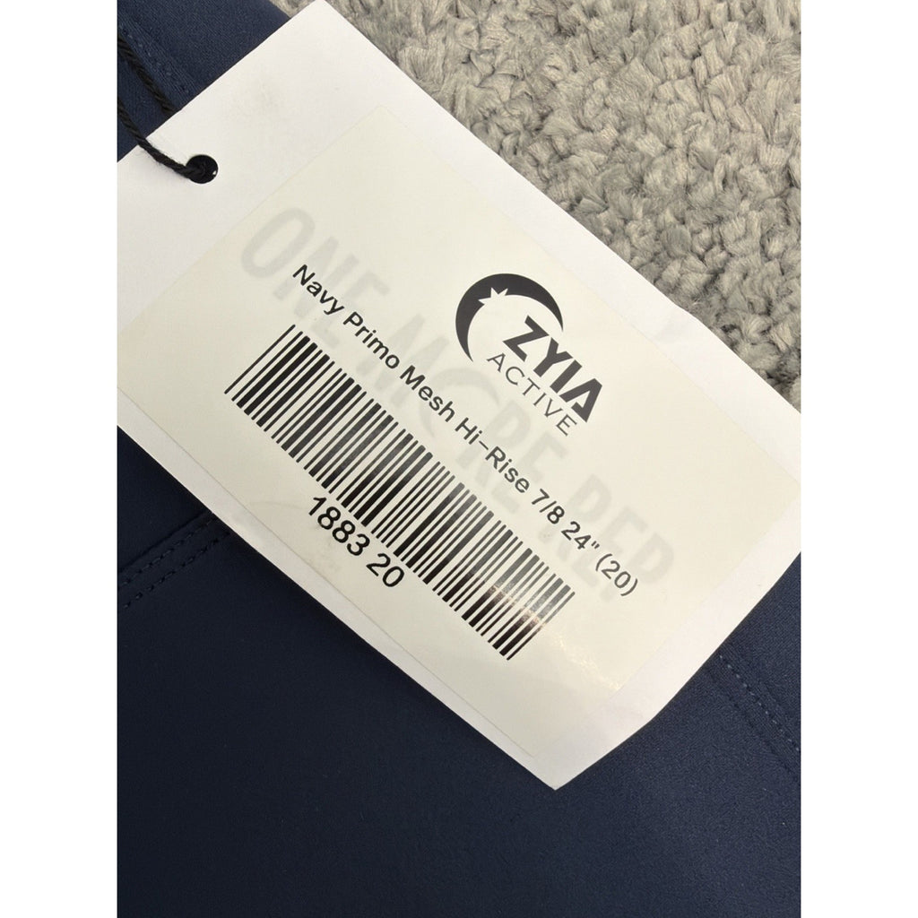 ZYIA Primo Mesh Panel High Rise 7/8 Leggings Blue White Size 20 New