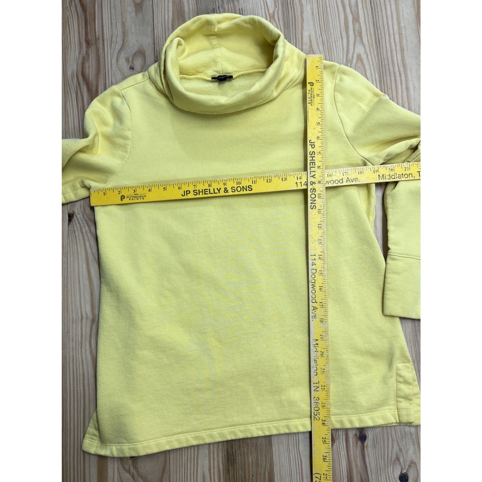 Talbots Pullover Sweatshirt Cowl Neck Yellow Buttons Long Sleeve Size M